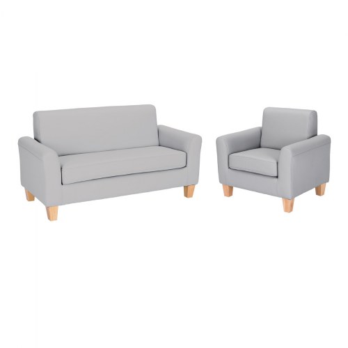 Sense of Place Gray Vinyl Couch and Chair