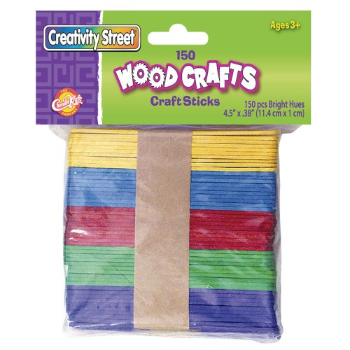 Bright Hues Colorful Wooden Craft Sticks - 150 Pieces