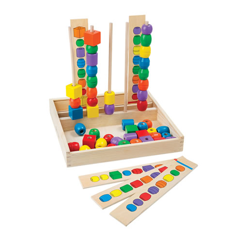 Chunky Colorful Bead Sequencing and Patterning Practice Set with Storage Box