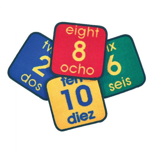 Bilingual Numbers Seating Squares - 12" x 12" - Set of 10