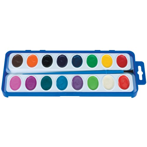 16 Color Washable Watercolor Paint Trays - Set of 12