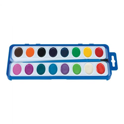 16 Color Washable Watercolor Paint Trays - Set of 12