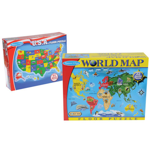 World & US Floor Puzzles