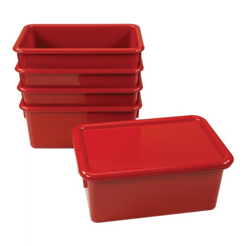 Storage Bins with Lids - Set of 5 - Red