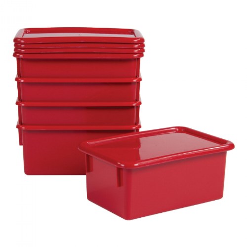 Storage Bins with Lids - Set of 5 - Red