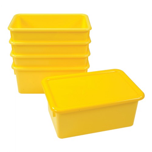 Storage Bins with Lids - Set of 5 - Yellow