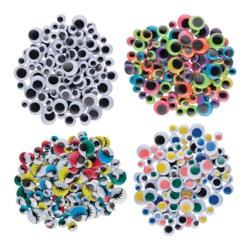 500 Classic Wiggle Eyes Assorted Colors and Sizes