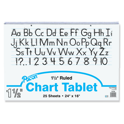 24" x 16" Chart Tablet 1.5" Rule - White Paper