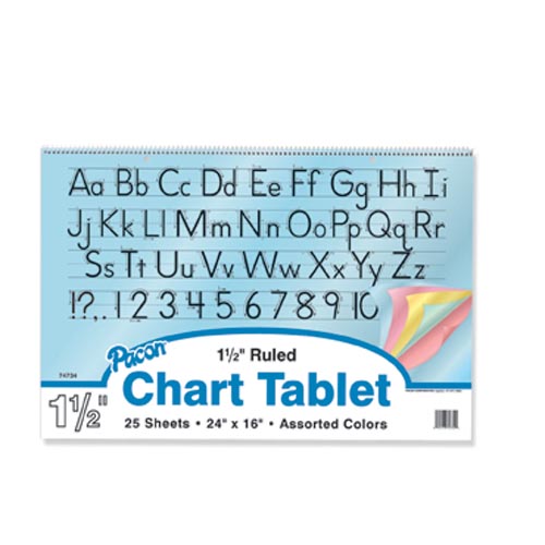 24" x 16" Chart Tablet 1.5" Ruled - Assorted Color Paper