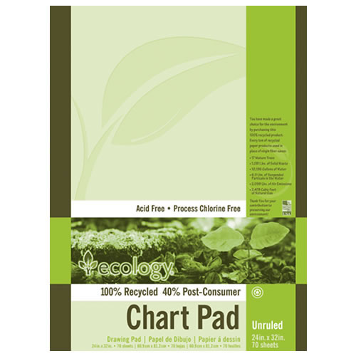 24" x 32" Eco-Friendly Recycled Chart Pad - Unruled