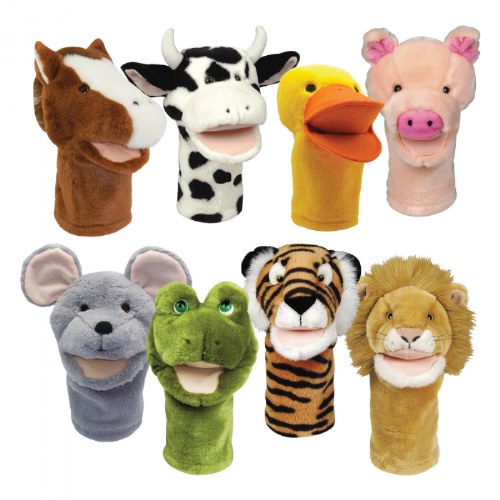 Plush Bigmouth Animal Hand Puppets - Set of 8