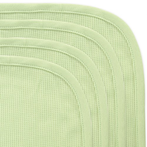 Cotton Thermal Crib Blankets - Green - Set of 4