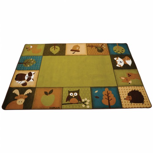 Forest Babies Natural Colored Carpet with Friendly Forest Animals - 6' x 9' Rectangle