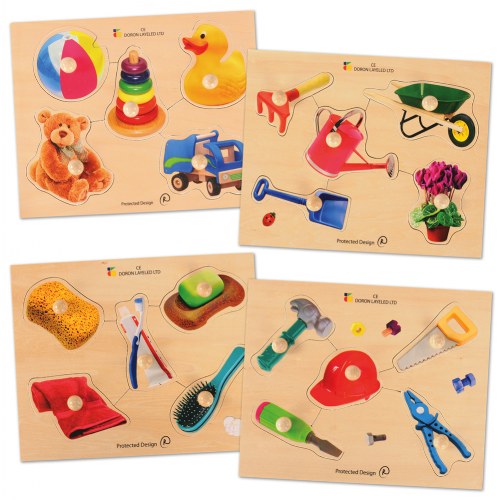 Everyday Objects Self Correcting Puzzles - Set of 4