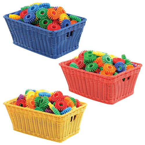 Small Washable Plastic Wicker Baskets - Set of 10