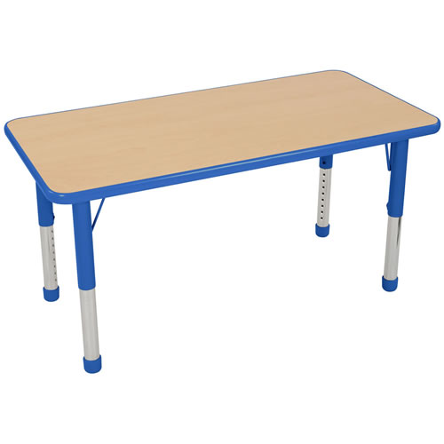 Nature Color Chunky 24" x 48" Table with 21-30" Adjustable Legs - Blue