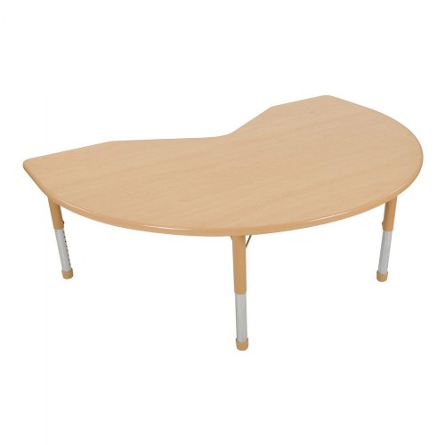 Nature Color Chunky 48" x 72" Kidney Table with Adjustable Legs - Natural