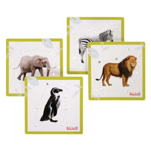 Zoo Animal Images on 6" Lacing Boards - Set of 4