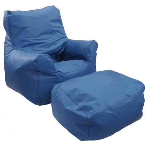 Cozy Calming Blue Chair and Ottoman