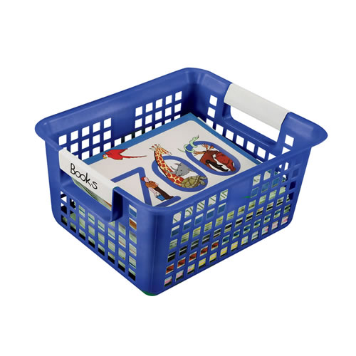 Book Basket with Label Holder - Blue
