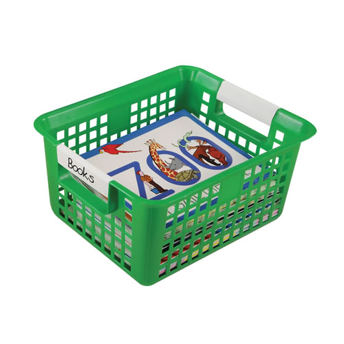 Book Basket with Label Holder - Green