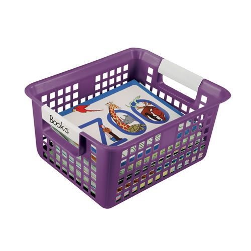 Book Basket with Label Holder - Purple