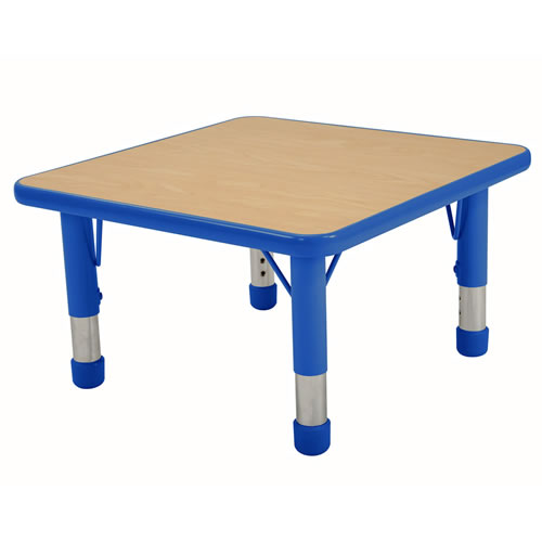 Nature Color Chunky 24" x 24" Table with 21-30" Adjustable Legs - Blue