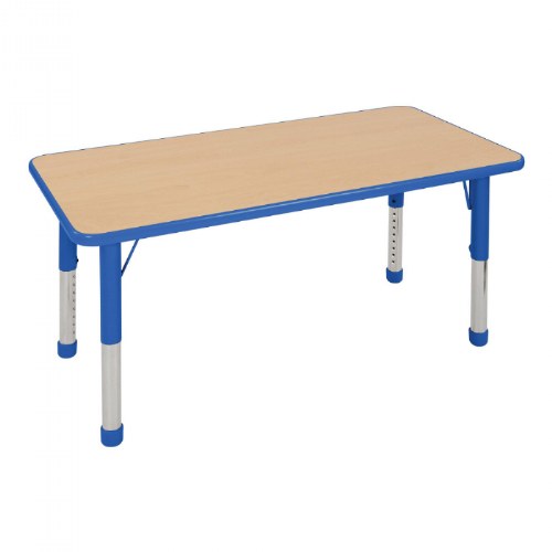 Nature Color Chunky 24" x 36" Table with 15-24" Adjustable Legs - Blue