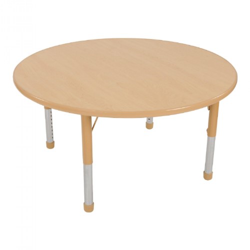 Nature Color Chunky 42" Round Table with 21-30" Adjustable Legs - Natural