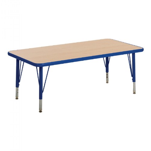Nature Color 24" x 36" Rectangle Table with 15-24" Adjustable Legs - Blue
