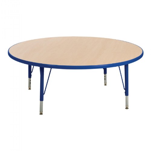 Nature Color 42" Round Table with 21-30" Adjustable Legs - Blue