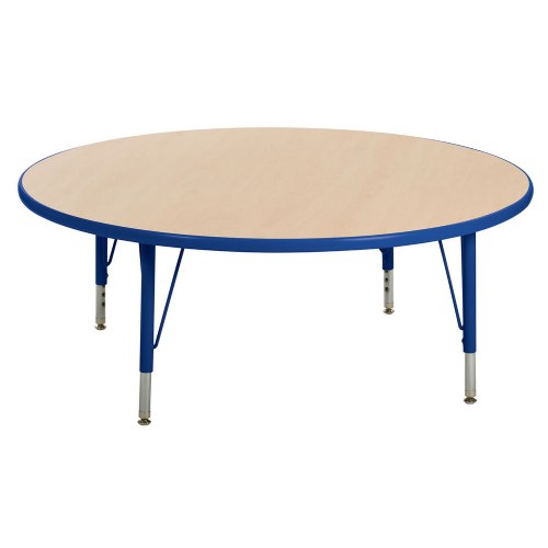 Nature Color 42" Round Table with 21-30" Adjustable Legs - Blue