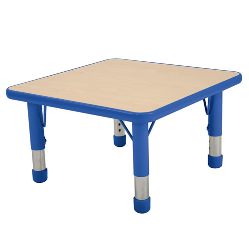 Nature Color Chunky 24" x 24" Toddler Table with 12-16" Adjustable Legs - Blue