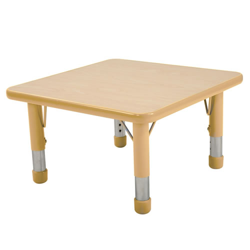 Nature Color Chunky 24" x 24" Toddler Table with 12-16" Adjustable Legs - Natural