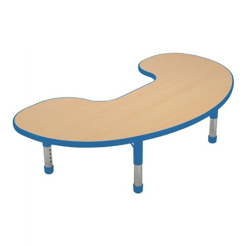 Nature Color Chunky 32" x 60" Toddler Jelly Bean Table with 12-16" Adj. Legs - Blue