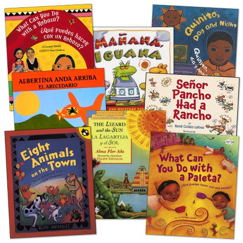 3 years & up. Children will delight in the use of both Spanish and English words throughout the books in this set. Set of 8 paperback books.