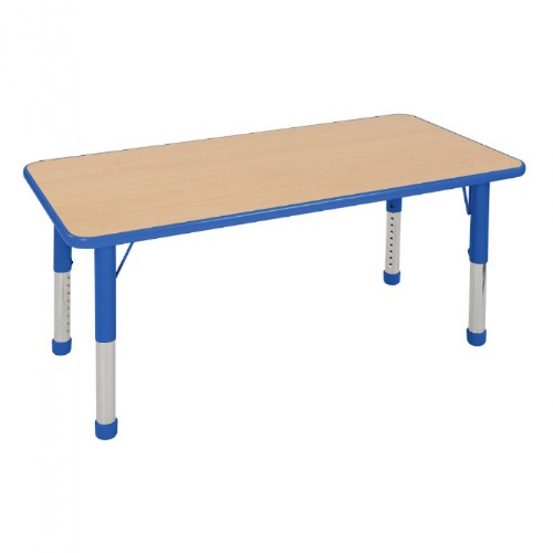 Nature Color Chunky 30" x 36" Rectangle Table with 15"-24" Adjustable Legs- Blue