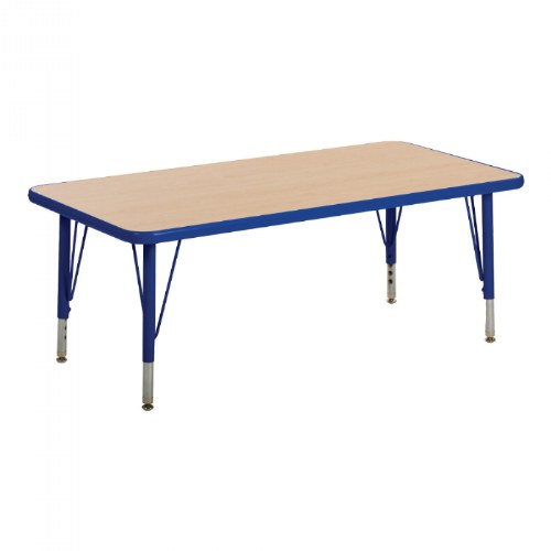 Nature Color 30" x 36" Rectangle Table with 15" - 24" Adjustable Legs - Blue