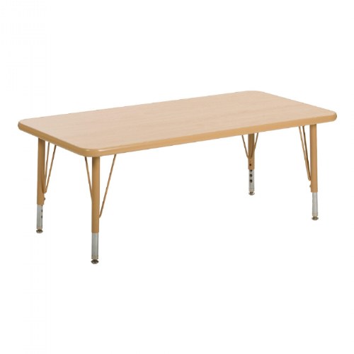 Nature Color 30" x 36" Rectangle Table with 15" - 24" Adjustable Legs - Natural