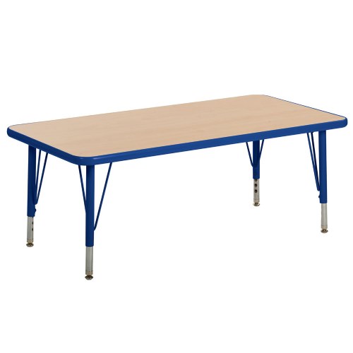Nature Color 24" x 48"  Rectangle Table with 21-30" Adjustable Legs - Blue