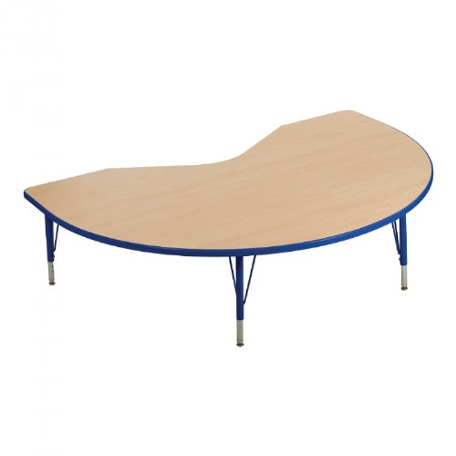 Nature Color 48" x 72" Kidney Table with 15-24" Adjustable Legs - Blue