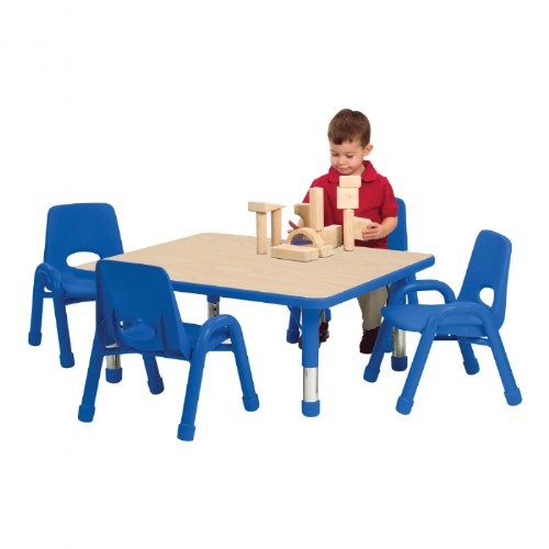 Nature Color Chunky 30"x36" Toddler Table with 12-16" Adjustable Legs - Blue