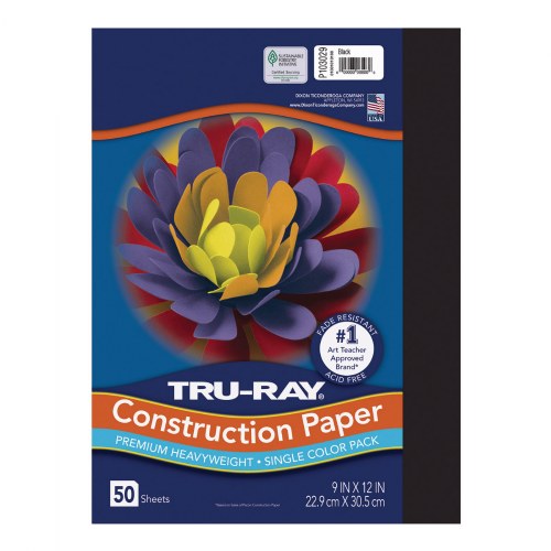Tru-Ray® 9" x 12" Construction Paper Black