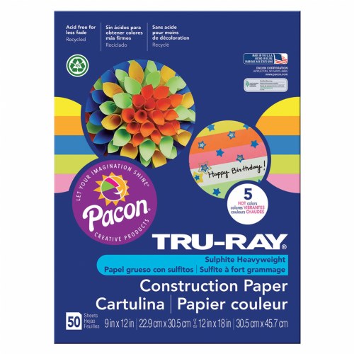 Tru-Ray Premium Heavyweight Multicolor Assortment Construction Paper