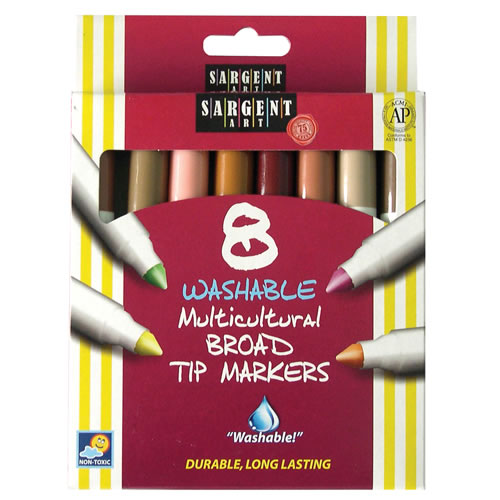 Multicultural Broad Tip Washable Markers - 12 Packs of 8 Count Markers