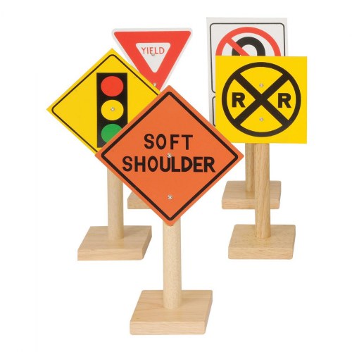 Deluxe International Traffic Signs with Wooden Bases