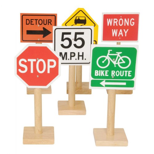 Deluxe International Traffic Signs with Wooden Bases