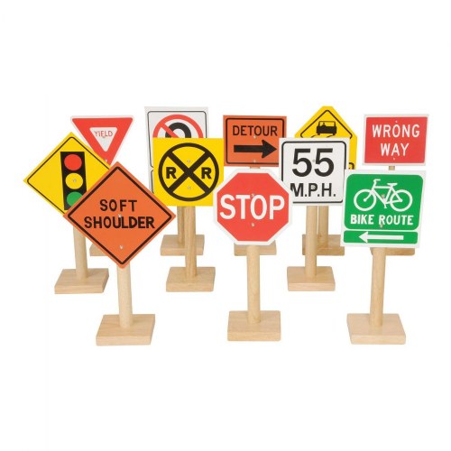 Deluxe International Traffic Signs with Wooden Bases