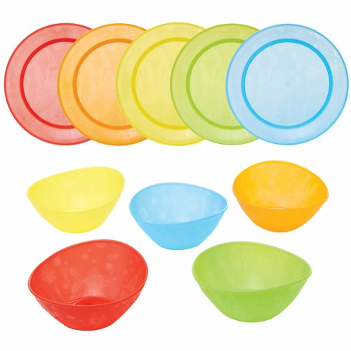 Colorful Plates and Bowls (Set of 10 bowls and 10 plates)