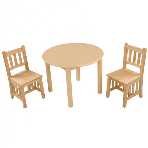 Wooden Round Mission Table with 2 Chairs